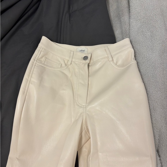 Women's Cream Leather Pants - Picture 1 of 2